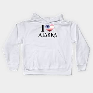 I Love Alaska State United States Heart Flag Kids Hoodie